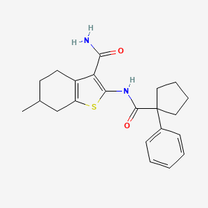 molecular formula C22H26N2O2S B14968141 6-Methyl-2-{[(1-phenylcyclopentyl)carbonyl]amino}-4,5,6,7-tetrahydro-1-benzothiophene-3-carboxamide 