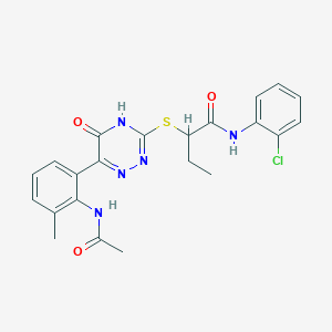 2-({6-[2-(acetylamino)-3-methylphenyl]-5-oxo-2,5-dihydro-1,2,4-triazin-3-yl}sulfanyl)-N-(2-chlorophenyl)butanamide