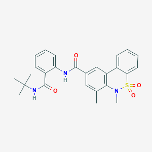 molecular formula C26H27N3O4S B14968295 N-[2-(tert-butylcarbamoyl)phenyl]-6,7-dimethyl-6H-dibenzo[c,e][1,2]thiazine-9-carboxamide 5,5-dioxide 