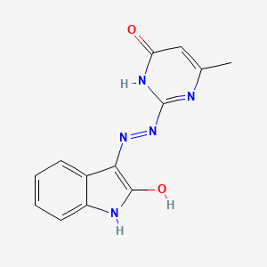 (3Z)-3-[2-(4-methyl-6-oxo-1,6-dihydropyrimidin-2-yl)hydrazinylidene]-1,3-dihydro-2H-indol-2-one