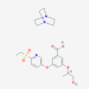 molecular formula C23H31N3O7S B1496845 1,4-Diazabicyclo[2.2.2]octane (S)-3-((6-(ethylsulfonyl)pyridin-3-yl)oxy)-5-((1-hydroxypropan-2-yl)oxy)benzoate 