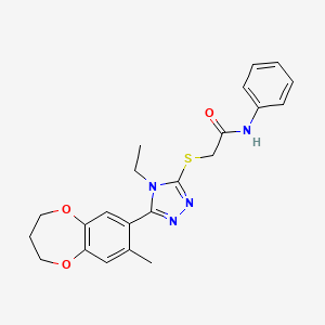 molecular formula C22H24N4O3S B14968486 2-{[4-ethyl-5-(8-methyl-3,4-dihydro-2H-1,5-benzodioxepin-7-yl)-4H-1,2,4-triazol-3-yl]sulfanyl}-N-phenylacetamide 