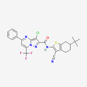 N-(6-tert-butyl-3-cyano-4,5,6,7-tetrahydro-1-benzothiophen-2-yl)-3-chloro-5-phenyl-7-(trifluoromethyl)pyrazolo[1,5-a]pyrimidine-2-carboxamide