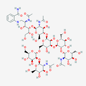 molecular formula C57H92N6O36 B1496851 2-[[(2S,3R,4S,5R)-2-acetamido-4-[(2S,3R,4R,5S,6R)-3-acetamido-5-[(2S,3S,4S,5R,6R)-4-[(2S,3S,4S,5S,6R)-3-[(2S,3R,4R,5S,6R)-3-acetamido-4,5-dihydroxy-6-(hydroxymethyl)oxan-2-yl]oxy-4,5-dihydroxy-6-(hydroxymethyl)oxan-2-yl]oxy-6-[[(2S,3S,4S,5S,6R)-3-[(2S,3R,4R,5S,6R)-3-acetamido-4,5-dihydroxy-6-(hydroxymethyl)oxan-2-yl]oxy-4,5-dihydroxy-6-(hydroxymethyl)oxan-2-yl]oxymethyl]-3,5-dihydroxyoxan-2-yl]oxy-4-hydroxy-6-(hydroxymethyl)oxan-2-yl]oxy-3,5,6-trihydroxyhexyl]amino]benzamide CAS No. 959159-21-8