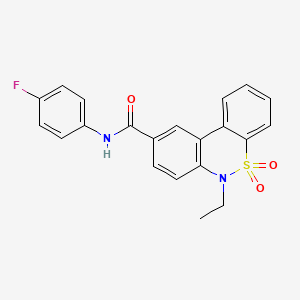 molecular formula C21H17FN2O3S B14968586 6-ethyl-N-(4-fluorophenyl)-6H-dibenzo[c,e][1,2]thiazine-9-carboxamide 5,5-dioxide 