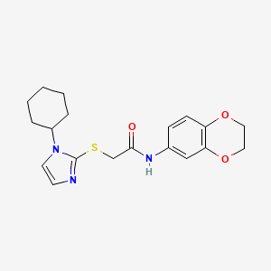 2-((1-cyclohexyl-1H-imidazol-2-yl)thio)-N-(2,3-dihydrobenzo[b][1,4]dioxin-6-yl)acetamide