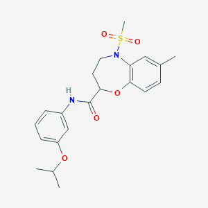 7-methyl-5-(methylsulfonyl)-N-[3-(propan-2-yloxy)phenyl]-2,3,4,5-tetrahydro-1,5-benzoxazepine-2-carboxamide