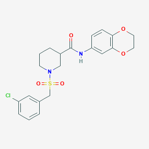 1-[(3-chlorobenzyl)sulfonyl]-N-(2,3-dihydro-1,4-benzodioxin-6-yl)piperidine-3-carboxamide