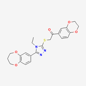 2-{[5-(3,4-dihydro-2H-1,5-benzodioxepin-7-yl)-4-ethyl-4H-1,2,4-triazol-3-yl]sulfanyl}-1-(2,3-dihydro-1,4-benzodioxin-6-yl)ethanone