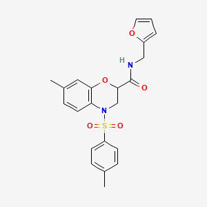 N-(furan-2-ylmethyl)-7-methyl-4-[(4-methylphenyl)sulfonyl]-3,4-dihydro-2H-1,4-benzoxazine-2-carboxamide