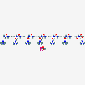 molecular formula C80H153F3N34O16 B1496881 (2S)-2-[6-[[(2S)-2-[6-[[(2S)-2-[6-[[(2S)-2-[6-[[(2S)-2-[6-[[(2S)-2-[6-[[(2S)-2-amino-5-(diaminomethylideneamino)pentanoyl]amino]hexanoylamino]-5-(diaminomethylideneamino)pentanoyl]amino]hexanoylamino]-5-(diaminomethylideneamino)pentanoyl]amino]hexanoylamino]-5-(diaminomethylideneamino)pentanoyl]amino]hexanoylamino]-5-(diaminomethylideneamino)pentanoyl]amino]hexanoylamino]-5-(diaminomethylideneamino)pentanoyl]amino]hexanoylamino]-5-(diaminomethylideneamino)pentanoic acid;2,2,2-trifluoroacetic acid CAS No. 457633-17-9