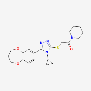 2-{[4-cyclopropyl-5-(3,4-dihydro-2H-1,5-benzodioxepin-7-yl)-4H-1,2,4-triazol-3-yl]sulfanyl}-1-(piperidin-1-yl)ethanone