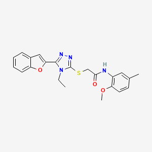 molecular formula C22H22N4O3S B14969006 2-{[5-(1-benzofuran-2-yl)-4-ethyl-4H-1,2,4-triazol-3-yl]sulfanyl}-N-(2-methoxy-5-methylphenyl)acetamide 