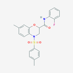 molecular formula C23H21FN2O4S B14969028 N-(2-fluorophenyl)-7-methyl-4-[(4-methylphenyl)sulfonyl]-3,4-dihydro-2H-1,4-benzoxazine-2-carboxamide 