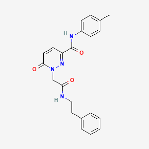 molecular formula C22H22N4O3 B14969085 6-oxo-1-(2-oxo-2-(phenethylamino)ethyl)-N-(p-tolyl)-1,6-dihydropyridazine-3-carboxamide 