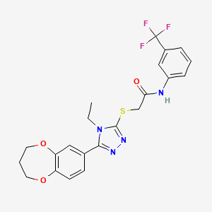 2-{[5-(3,4-dihydro-2H-1,5-benzodioxepin-7-yl)-4-ethyl-4H-1,2,4-triazol-3-yl]sulfanyl}-N-[3-(trifluoromethyl)phenyl]acetamide