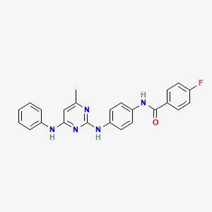 molecular formula C24H20FN5O B14969108 4-Fluoro-N-(4-{[4-methyl-6-(phenylamino)pyrimidin-2-YL]amino}phenyl)benzamide 