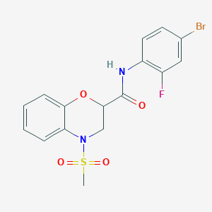 molecular formula C16H14BrFN2O4S B14969185 N-(4-bromo-2-fluorophenyl)-4-(methylsulfonyl)-3,4-dihydro-2H-1,4-benzoxazine-2-carboxamide 