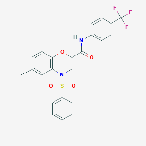 6-methyl-4-[(4-methylphenyl)sulfonyl]-N-[4-(trifluoromethyl)phenyl]-3,4-dihydro-2H-1,4-benzoxazine-2-carboxamide