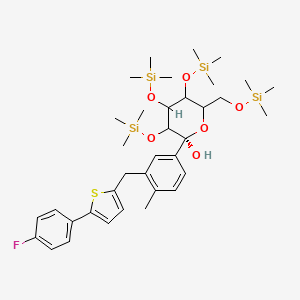 molecular formula C36H57FO6SSi4 B1496937 (2S,3R,4S,5R,6R)-2-(3-((5-(4-Fluorophenyl)thiophen-2-yl)methyl)-4-methylphenyl)-3,4,5-tris((trimethylsilyl)oxy)-6-(((trimethylsilyl)oxy)methyl)tetrahydro-2H-pyran-2-ol 