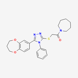 1-(azepan-1-yl)-2-{[5-(3,4-dihydro-2H-1,5-benzodioxepin-7-yl)-4-phenyl-4H-1,2,4-triazol-3-yl]sulfanyl}ethanone