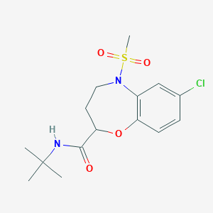 molecular formula C15H21ClN2O4S B14969629 N-tert-butyl-7-chloro-5-(methylsulfonyl)-2,3,4,5-tetrahydro-1,5-benzoxazepine-2-carboxamide 