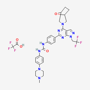 molecular formula C33H35F6N9O4 B1496986 Urea, N-[4-(4-methyl-1-piperazinyl)phenyl]-N'-[4-[4-(8-oxa-3-azabicyclo[3.2.1]oct-3-yl)-1-(2,2,2-trifluoroethyl)-1H-pyrazolo[3,4-d]pyrimidin-6-yl]phenyl]-, CF3COOH salt 