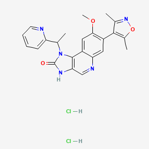 molecular formula C23H23Cl2N5O3 B1496996 7-(3,5-dimethyl-1,2-oxazol-4-yl)-8-methoxy-1-(1-pyridin-2-ylethyl)-3H-imidazo[4,5-c]quinolin-2-one;dihydrochloride 