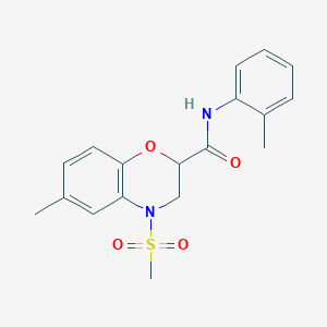 molecular formula C18H20N2O4S B14970061 6-methyl-N-(2-methylphenyl)-4-(methylsulfonyl)-3,4-dihydro-2H-1,4-benzoxazine-2-carboxamide 