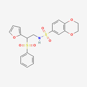 N-(2-(furan-2-yl)-2-(phenylsulfonyl)ethyl)-2,3-dihydrobenzo[b][1,4]dioxine-6-sulfonamide