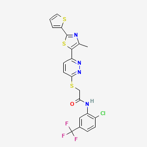 N-(2-chloro-5-(trifluoromethyl)phenyl)-2-((6-(4-methyl-2-(thiophen-2-yl)thiazol-5-yl)pyridazin-3-yl)thio)acetamide