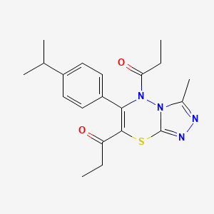 1-{3-Methyl-6-[4-(propan-2-YL)phenyl]-7-propanoyl-5H-[1,2,4]triazolo[3,4-B][1,3,4]thiadiazin-5-YL}propan-1-one