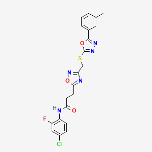 N-(4-chloro-2-fluorophenyl)-3-[3-({[5-(3-methylphenyl)-1,3,4-oxadiazol-2-yl]sulfanyl}methyl)-1,2,4-oxadiazol-5-yl]propanamide