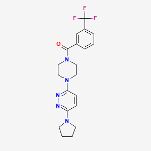 molecular formula C20H22F3N5O B14970429 3-(Pyrrolidin-1-YL)-6-{4-[3-(trifluoromethyl)benzoyl]piperazin-1-YL}pyridazine 