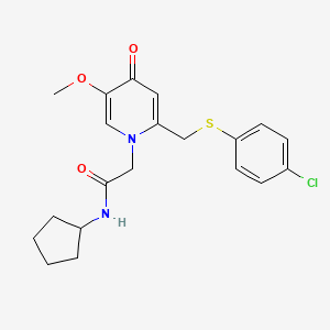 2-(2-(((4-chlorophenyl)thio)methyl)-5-methoxy-4-oxopyridin-1(4H)-yl)-N-cyclopentylacetamide