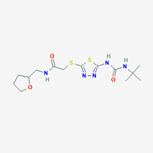 2-({5-[(Tert-butylcarbamoyl)amino]-1,3,4-thiadiazol-2-YL}sulfanyl)-N-[(oxolan-2-YL)methyl]acetamide