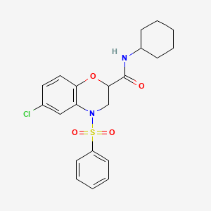 6-chloro-N-cyclohexyl-4-(phenylsulfonyl)-3,4-dihydro-2H-1,4-benzoxazine-2-carboxamide