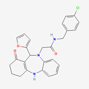 N-(4-chlorobenzyl)-2-[11-(furan-2-yl)-1-oxo-1,2,3,4,5,11-hexahydro-10H-dibenzo[b,e][1,4]diazepin-10-yl]acetamide