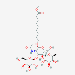 Methyl 9-(((2R,2'R,3S,3'S,4R,4'R,5S,5'R,6S,6'R)-5'-acetamido-3,3',4,5-tetrahydroxy-2'-(hydroxymethyl)-6-methyl-4'-(((2S,3R,4S,5R,6R)-3,4,5-trihydroxy-6-(hydroxymethyl)tetrahydro-2H-pyran-2-yl)oxy)octahydro-2H,2'H-[2,3'-bipyran]-6'-yl)oxy)nonanoate