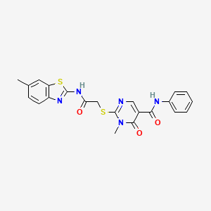 1-Methyl-2-({[(6-methyl-1,3-benzothiazol-2-YL)carbamoyl]methyl}sulfanyl)-6-oxo-N-phenyl-1,6-dihydropyrimidine-5-carboxamide