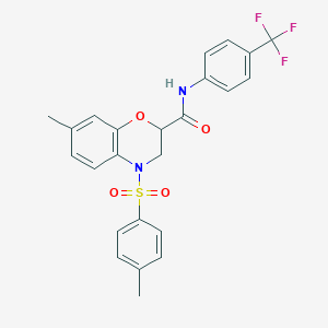 7-methyl-4-[(4-methylphenyl)sulfonyl]-N-[4-(trifluoromethyl)phenyl]-3,4-dihydro-2H-1,4-benzoxazine-2-carboxamide