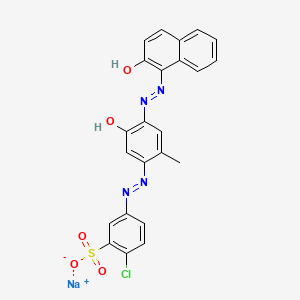 molecular formula C23H16ClN4NaO5S B1497086 Sodium 2-chloro-5-((5-hydroxy-4-((2-hydroxy-1-naphthyl)azo)-o-tolyl)azo)benzenesulphonate CAS No. 6406-61-7