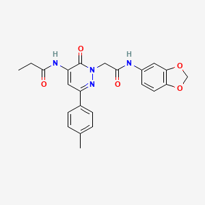 N-{2-[2-(1,3-benzodioxol-5-ylamino)-2-oxoethyl]-6-(4-methylphenyl)-3-oxo-2,3-dihydropyridazin-4-yl}propanamide