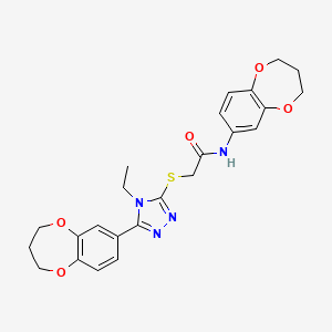 molecular formula C24H26N4O5S B14970964 N-(3,4-dihydro-2H-1,5-benzodioxepin-7-yl)-2-{[5-(3,4-dihydro-2H-1,5-benzodioxepin-7-yl)-4-ethyl-4H-1,2,4-triazol-3-yl]sulfanyl}acetamide 