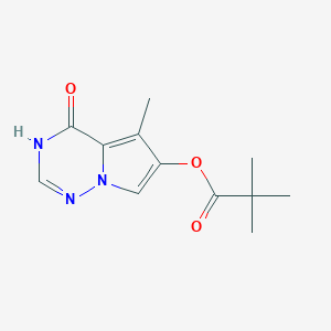 molecular formula C12H15N3O3 B1497106 4-Hydroxy-5-methylpyrrolo[2,1-f][1,2,4]triazin-6-yl 2,2-dimethylpropanoate 