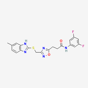 N-(3,5-difluorophenyl)-3-(3-{[(5-methyl-1H-benzimidazol-2-yl)sulfanyl]methyl}-1,2,4-oxadiazol-5-yl)propanamide