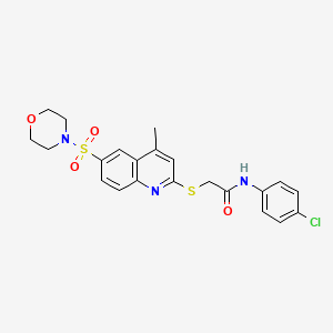 molecular formula C22H22ClN3O4S2 B14971268 N-(4-Chlorophenyl)-2-{[4-methyl-6-(morpholine-4-sulfonyl)quinolin-2-YL]sulfanyl}acetamide 