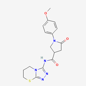 1-(4-Methoxyphenyl)-5-oxo-N-{5H,6H,7H-[1,2,4]triazolo[3,4-B][1,3]thiazin-3-YL}pyrrolidine-3-carboxamide