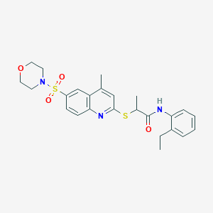 N-(2-Ethylphenyl)-2-{[4-methyl-6-(morpholine-4-sulfonyl)quinolin-2-YL]sulfanyl}propanamide