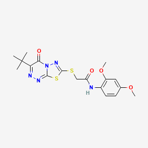 2-({3-Tert-butyl-4-oxo-4H-[1,3,4]thiadiazolo[2,3-C][1,2,4]triazin-7-YL}sulfanyl)-N-(2,4-dimethoxyphenyl)acetamide